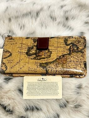 NWT Patritia Nash Nazari European Map-Print Naxos Leather Wallet